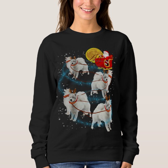 Samoyed Reindeer Christmas Lights Pajama Sweatshirt (Vorderseite)