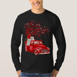 Samoyed Riding Red Truck Valentine Butterfly Herz T-Shirt