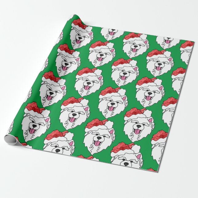Samoyed Santa Wrapping Paper - Matte, Glossy und L Geschenkpapier (Ungerollt)