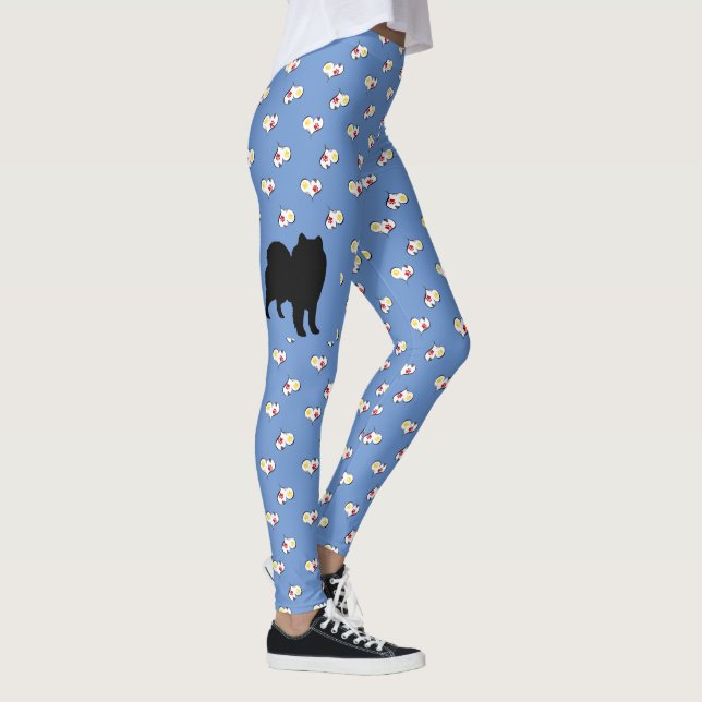 Samoyed Silhouette Hearts Leggings (Rechts)
