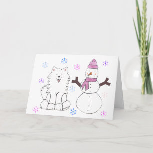 Samoyed & Snowman Feiertagskarte
