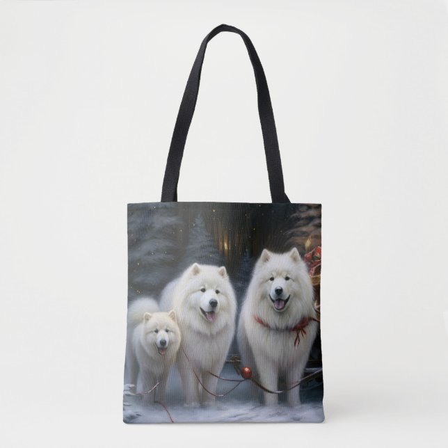 Samoyed Snowy Sleigh Weihnachtsdekor (Vorderseite)
