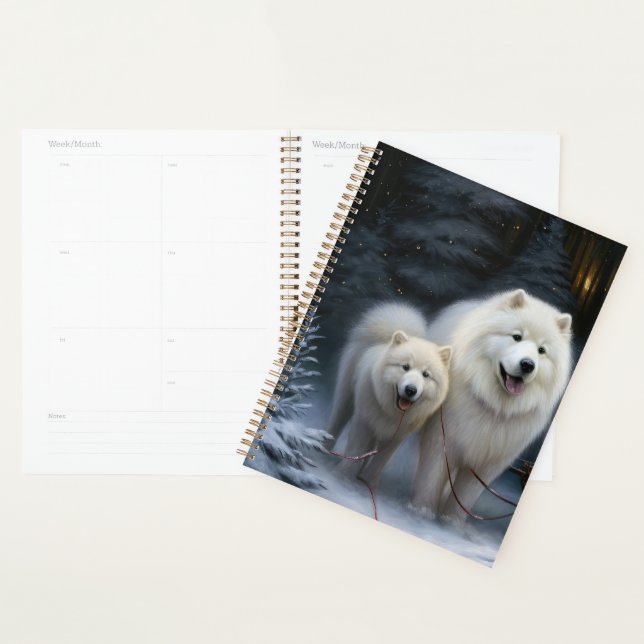 Samoyed Snowy Sleigh Weihnachtsdekor Planer (Anzeige)