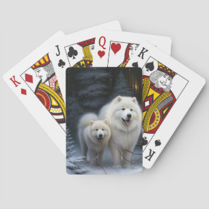 Samoyed Snowy Sleigh Weihnachtsdekor Spielkarten