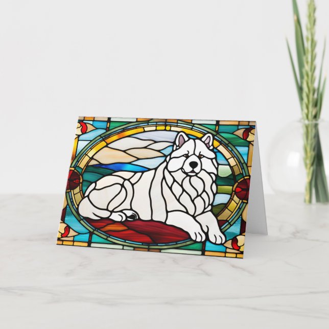 Samoyed Stains Glass Karte (Vorderseite)