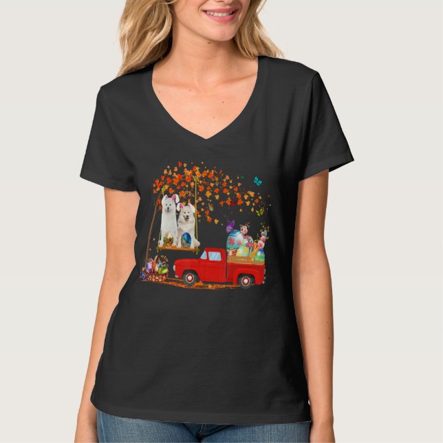Samoyed Tragekombi mit Eiern T-Shirt (Vorderseite)