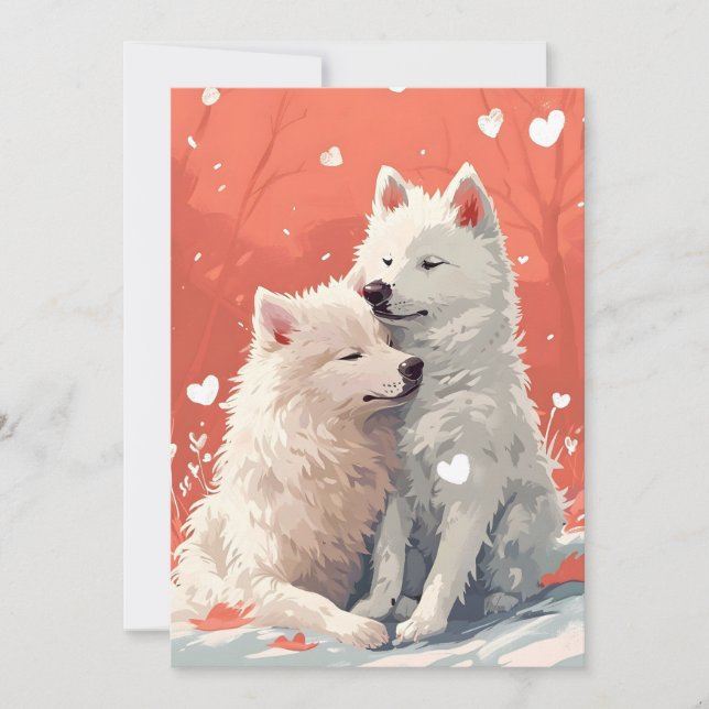 Samoyed Valentine Feiertagskarte (Vorderseite)