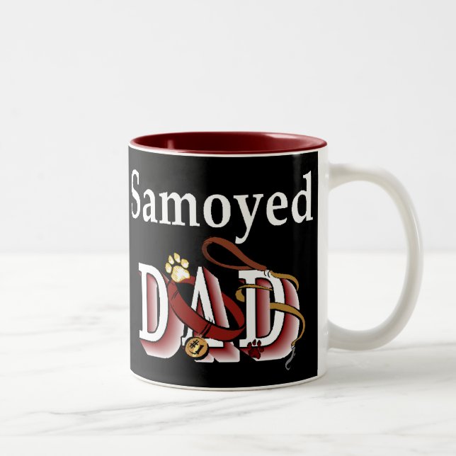Samoyed Vater Geschenke Zweifarbige Tasse (Rechts)