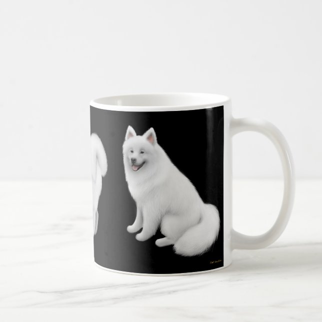 Samoyed verfolgt Tasse (Rechts)