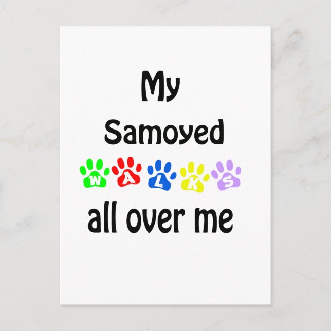 Samoyed Walks Design Postkarte (Vorderseite)