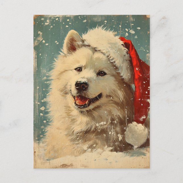 Samoyed Weihnachten Postkarte (Vorderseite)
