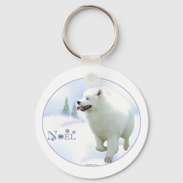 Samoyed Weihnachten Schlüsselanhänger (Vorderseite)