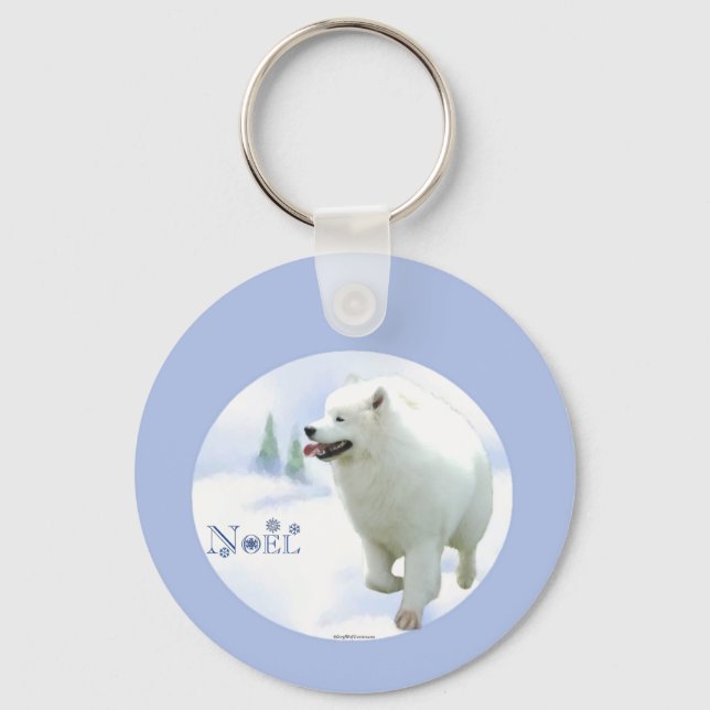 Samoyed Weihnachten Schlüsselanhänger (Vorderseite)