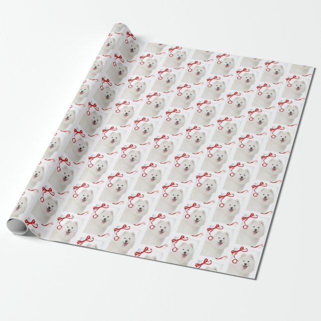 Samoyed-WeihnachtsPackpapier Geschenkpapier (Ungerollt)