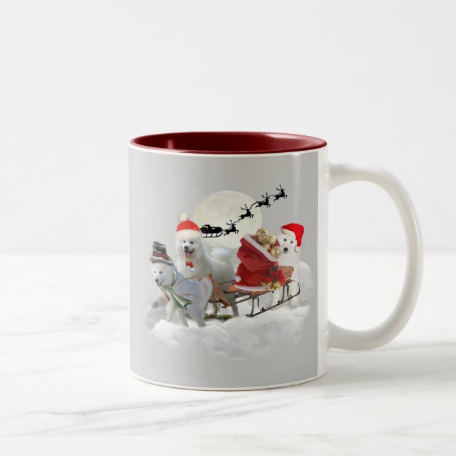 Samoyed-Weihnachtsspaß Zweifarbige Tasse (Rechts)