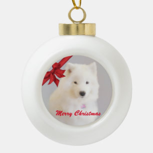 Samoyed-Weihnachtsverzierung; Keramik-Ball Keramik Kugel-Ornament