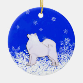 Samoyed-Weihnachtsverzierung Keramikornament