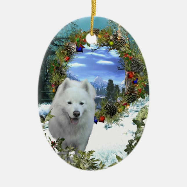 Samoyed-Welt Keramik Ornament (Vorne)