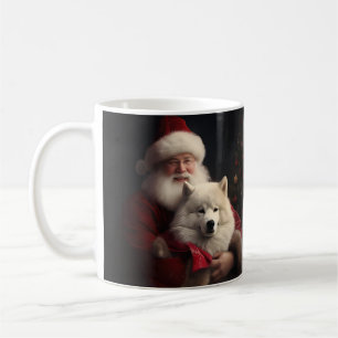 Samoyed with Santa Claus festliche Weihnachten Kaffeetasse