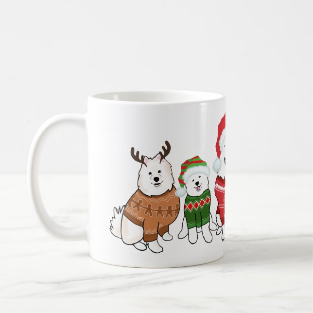 Samoyeds in Christmas Jumpers Kaffeetasse (Links)