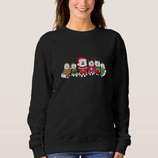 Samoyeds in Christmas jumpers Sweatshirt (Vorderseite)