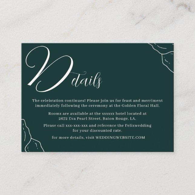 Sample Emerald Green Line Typography Detail Begleitkarte (Vorderseite)