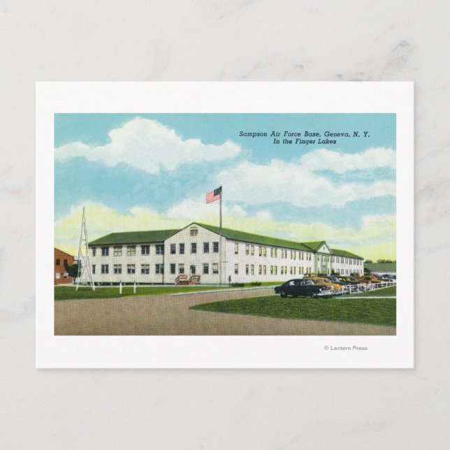 Sampson Air Force Base-Gebäude Postkarte (Vorderseite)