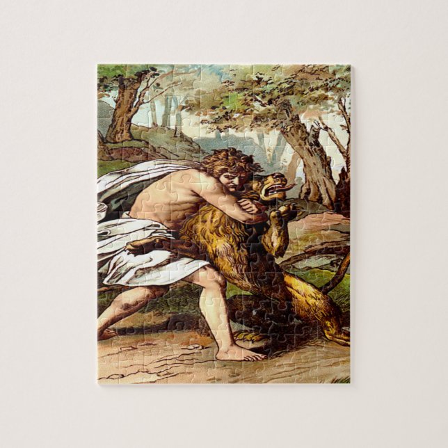 samson, das einen kleinen Löwe Puzzlespiel-Entwurf Puzzle (Vertikal)