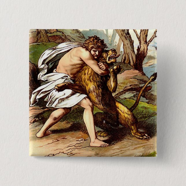 Samson und der Löwe Button (Vorderseite)