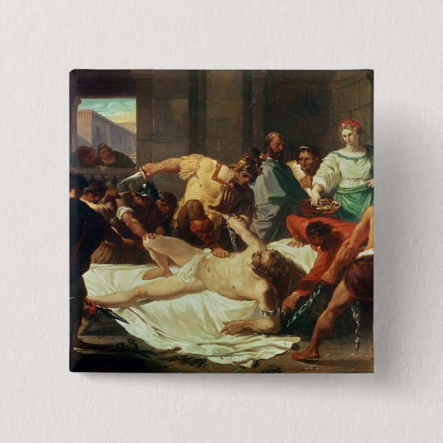 Samson verriet durch Delilah (Öl auf Leinwand) Button (Vorderseite)