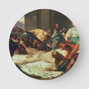 Samson verriet durch Delilah (Öl auf Leinwand) Runde Wanduhr
