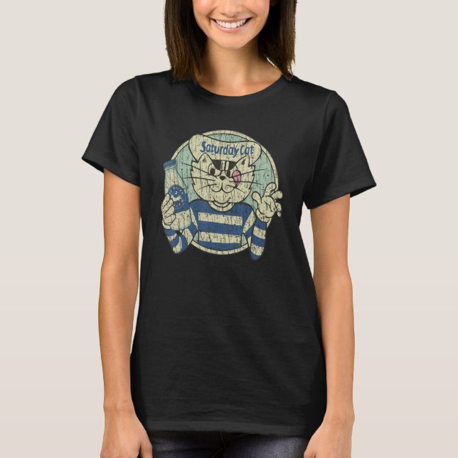 Samstag Katze Vintage 1973 T-Shirt (Vorderseite)