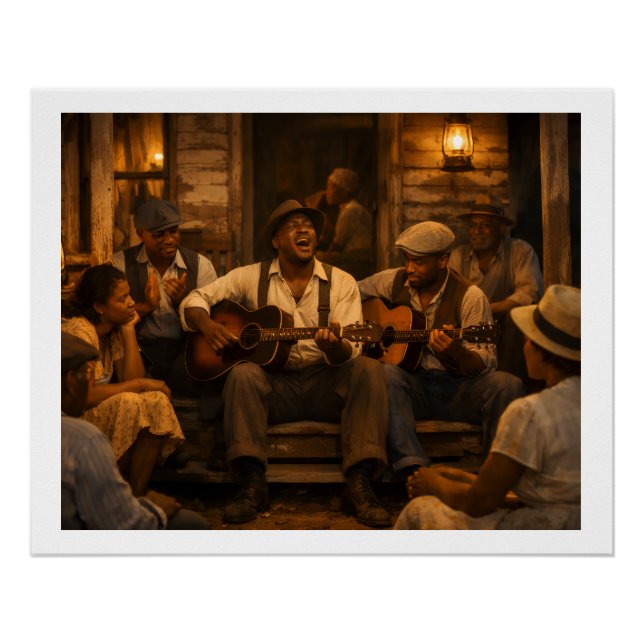 Samstag Nacht Veranda Licht Blues Poster (Vorderseite)