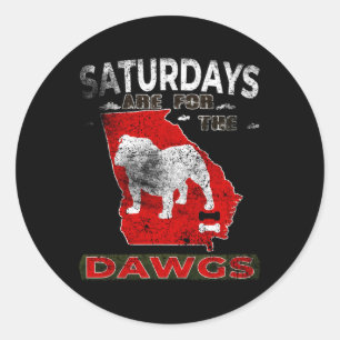 Samstage sind für die Dawgs der Bulldogge Staat Runder Aufkleber