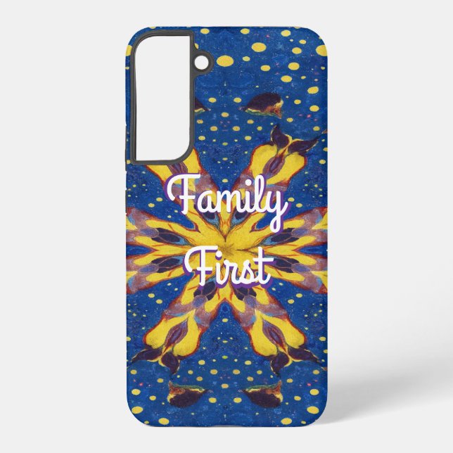 Samsung Case with “Family First” – Elegant Massage Samsung Galaxy Hülle (Rückseite)