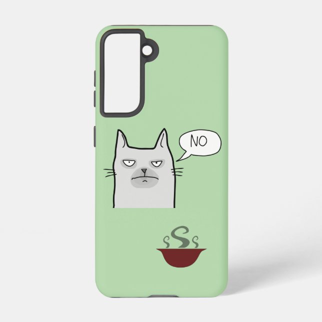 Samsung Galaxy Case mit ablehnender Katze – Grün Hülle (Rückseite)