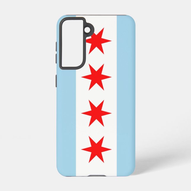 Samsung Galaxy S21 Case Flag von Chicago, USA. Hülle (Rückseite)