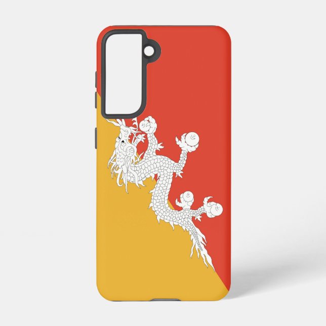 Samsung Galaxy S21 Fallflagge von Bhutan Samsung Galaxy Hülle (Rückseite)