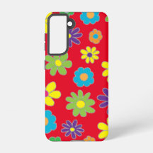 Samsung Galaxy S21 Red Flower Phone Case