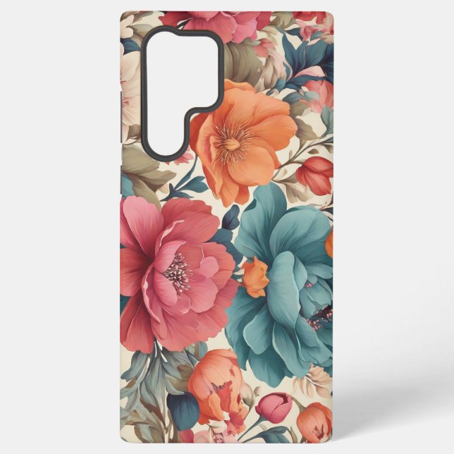 Samsung Galaxy S22 Ultra Case, Florals Muster Hülle (Rückseite)