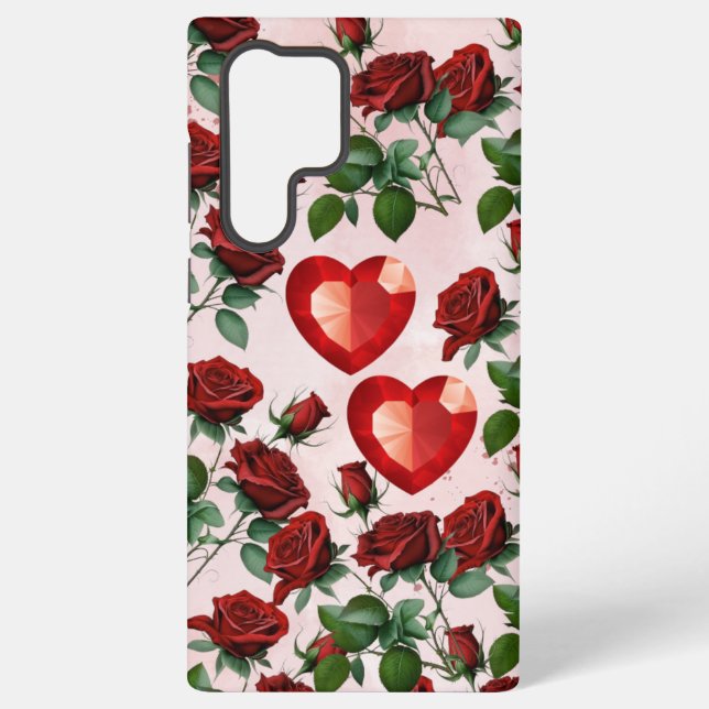 Samsung Handy Case mit Herz und Rose Design - El Galaxy Hülle (Rückseite)