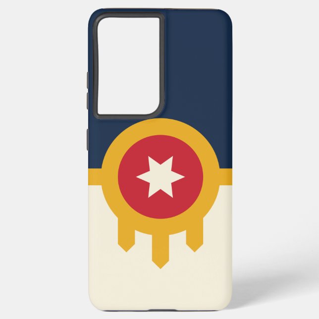 Samsung S21 Plus Fallflagge von Tulsa, Oklahoma Samsung Galaxy Hülle (Rückseite)