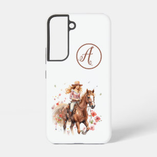 Samsung S22 Redhead Woman On Brown Horse Initials Galaxy Hülle