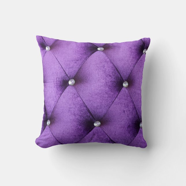 Samt Café-Artgewebe Vintagen Chic lila rosa Kissen (Vorderseite)