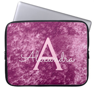 Samt-Muster-Monogramm Imitat-Burgunders lila Laptopschutzhülle
