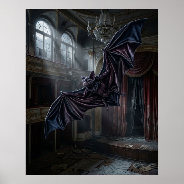 Samt Opernhalle der Fledermaus Poster (Vorne)