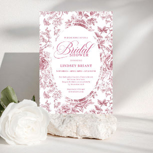 Samt-Rose-Toile-Blumen-Hochzeitsdusche-Einladung Einladung