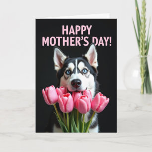 Samt-Tulpen-Hund-Muttertagskarte Karte