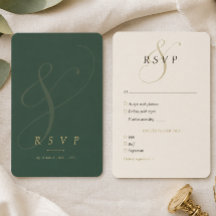 Samt Wald Smaragd Gold Hochzeit RSVP
