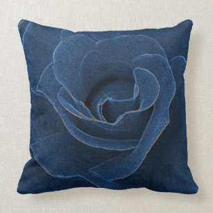 Samtblau-Rose Kissen